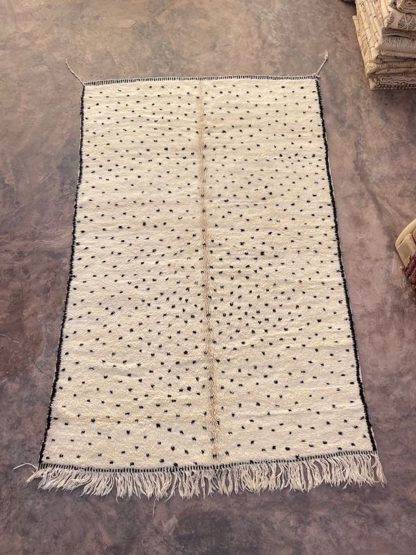 Custom Made M'Rirt Rug - Cream & Black Spots - Nouvelle Nomad