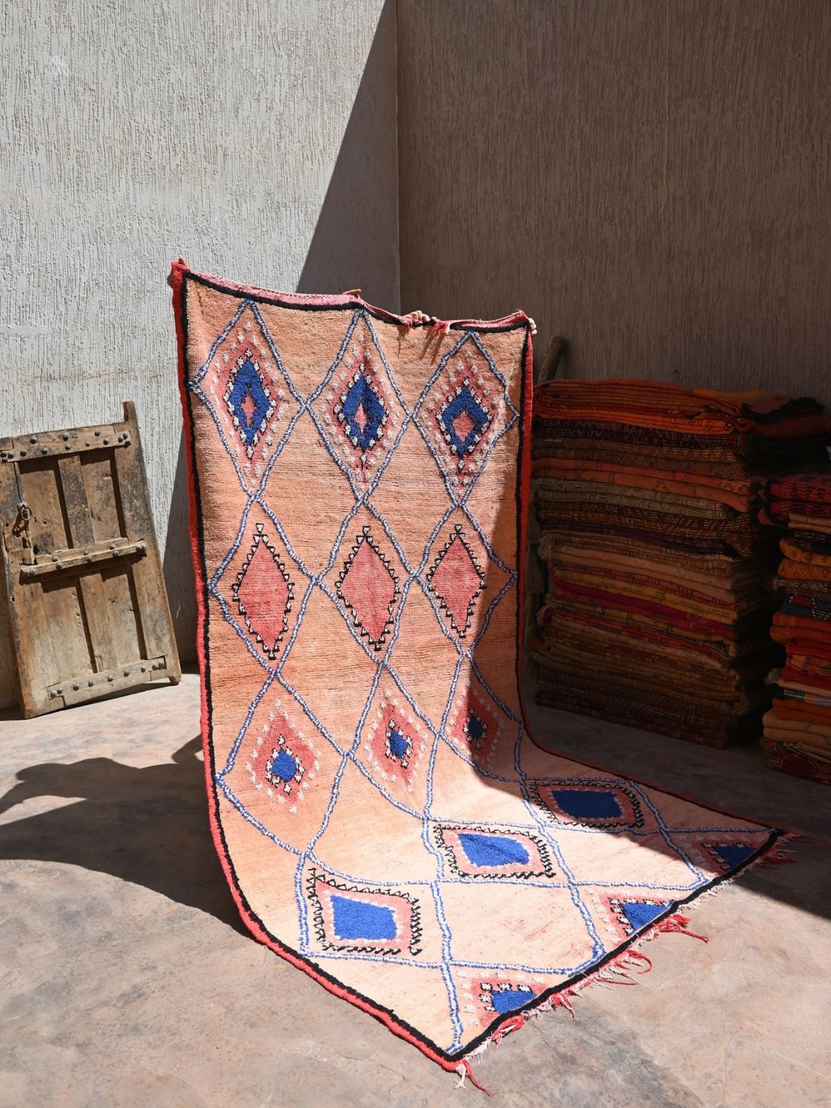 Vintage Boujad Rug - Pink & Blue 158x285cm - Nouvelle Nomad