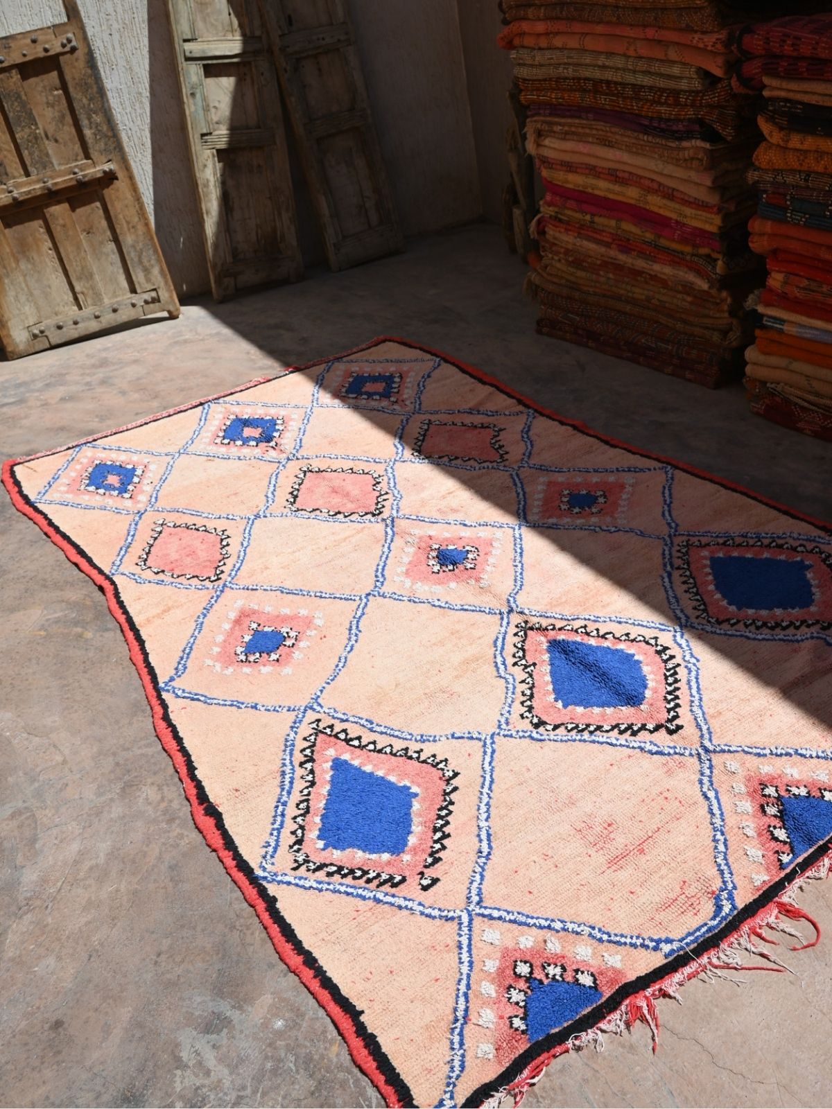 Vintage Boujad Rug - Pink & Blue 158x285cm - Nouvelle Nomad