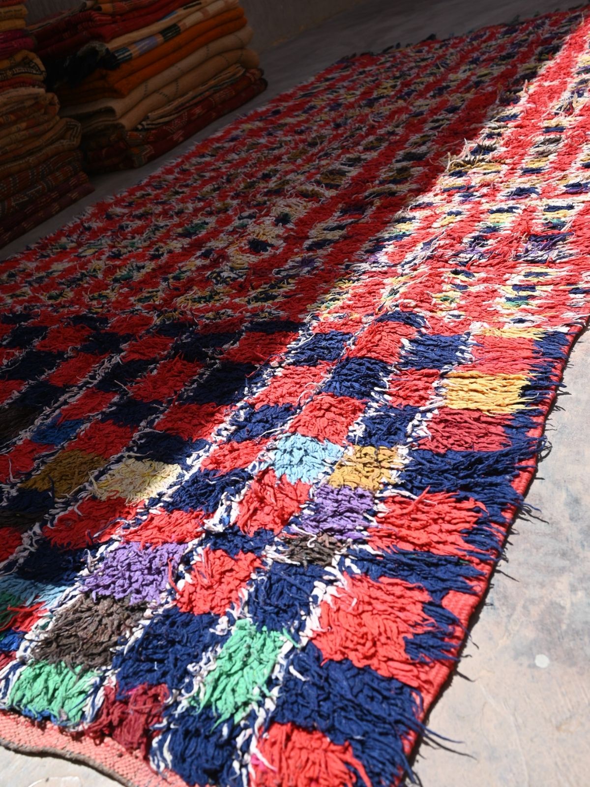 Vintage Boujad Rug - Shaggy Squares 155x312cm - Nouvelle Nomad