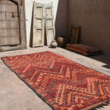 Talsint Vintage Moroccan Rug Berber Carpet - Rich Red 174x330cm
