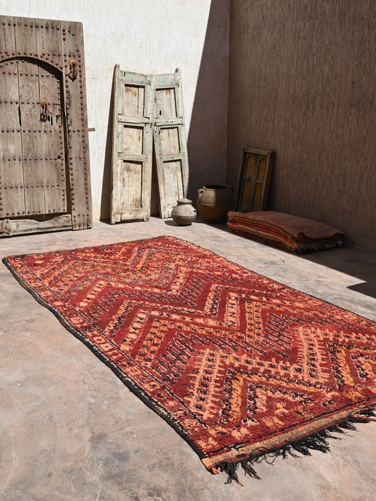 Talsint Vintage Moroccan Rug Berber Carpet - Rich Red 174x330cm
