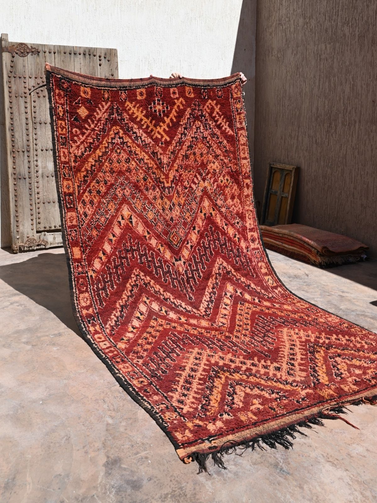 Talsint Vintage Moroccan Rug Berber Carpet - Rich Red 174x330cm