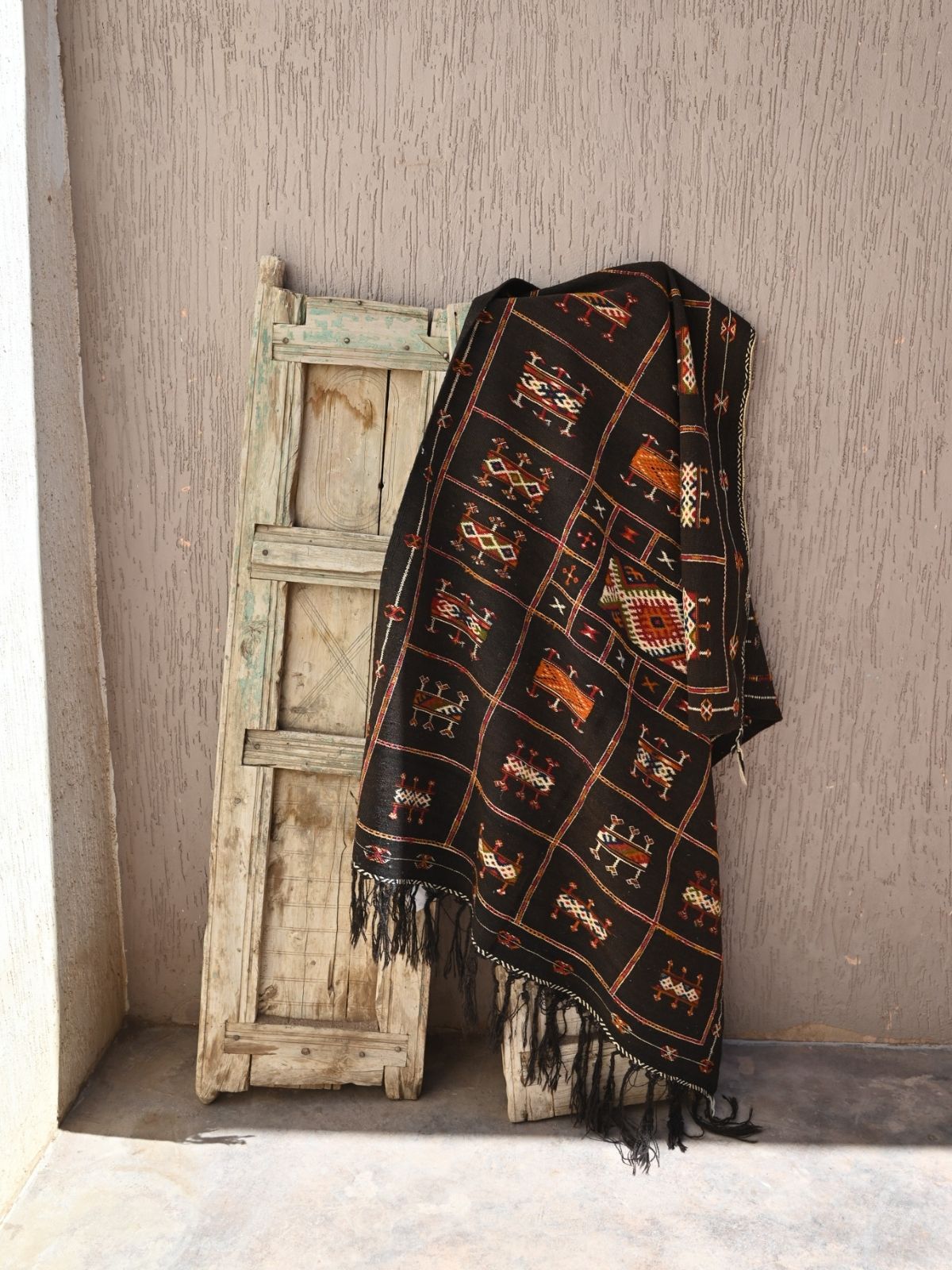 Taznakht Flat Weave Moroccan Rug - Black 122x172cm