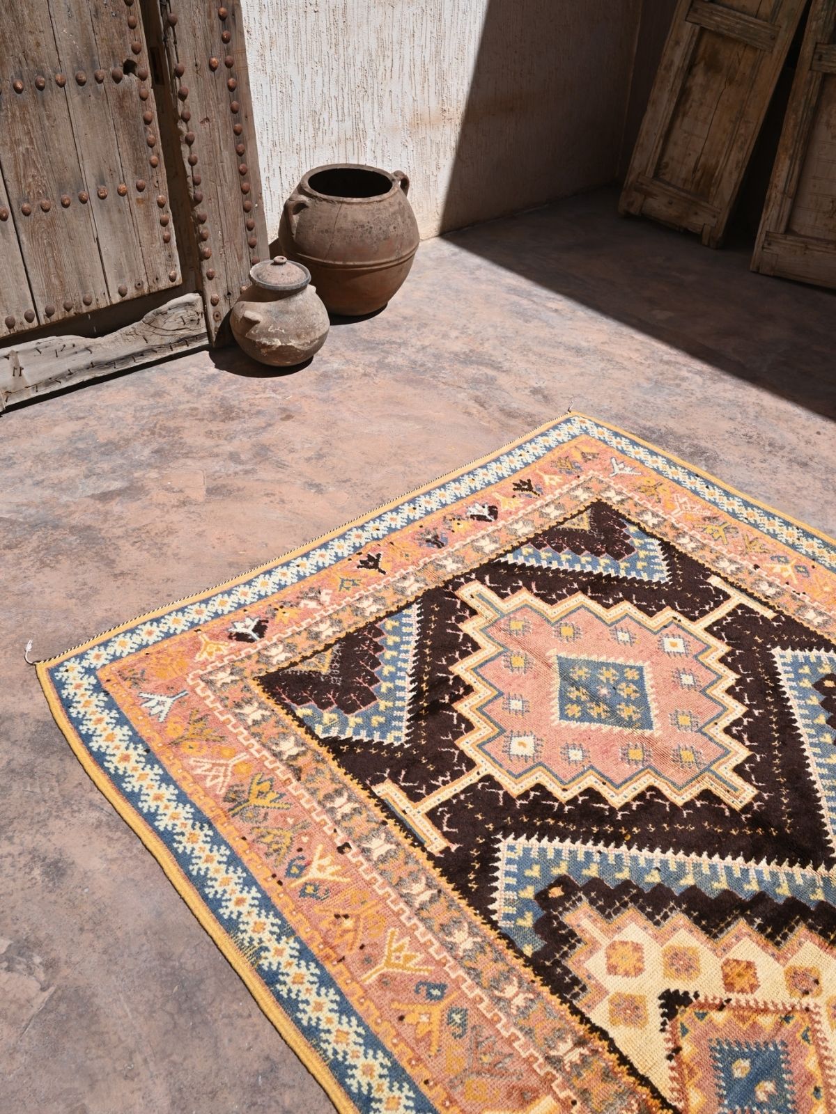 Taznakht Vintage Moroccan Rug - Henna Pink & Blue 160x255cm