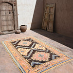 Taznakht Vintage Moroccan Rug - Henna Pink & Blue 160x255cm
