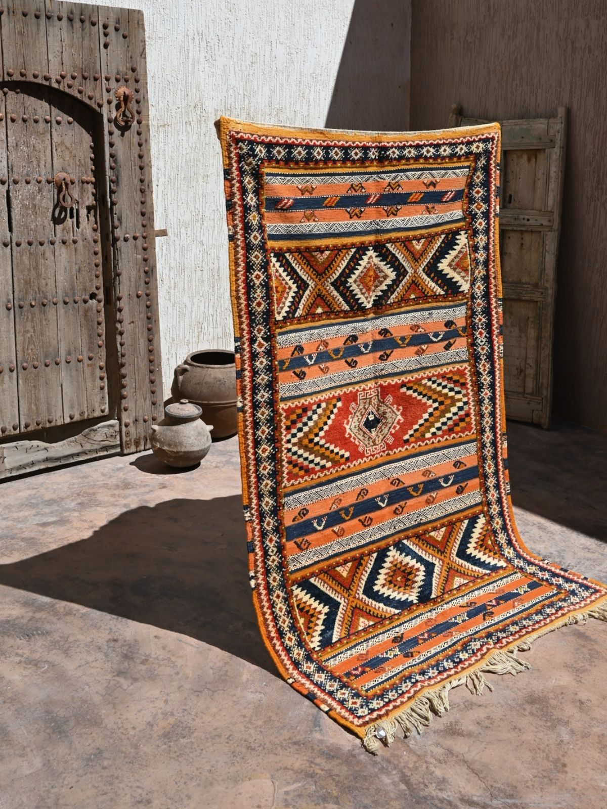 Taznakht Flat Weave Moroccan Rug - Orange 115x200cm