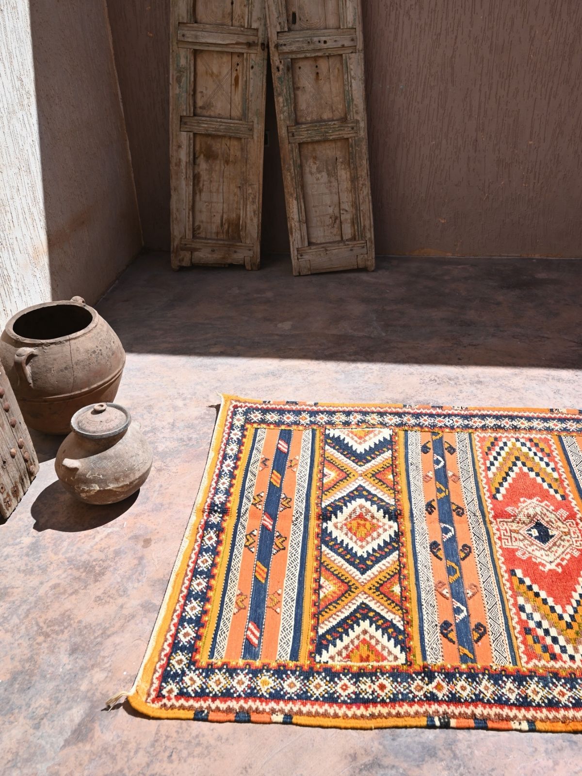 Taznakht Flat Weave Moroccan Rug - Orange 115x200cm