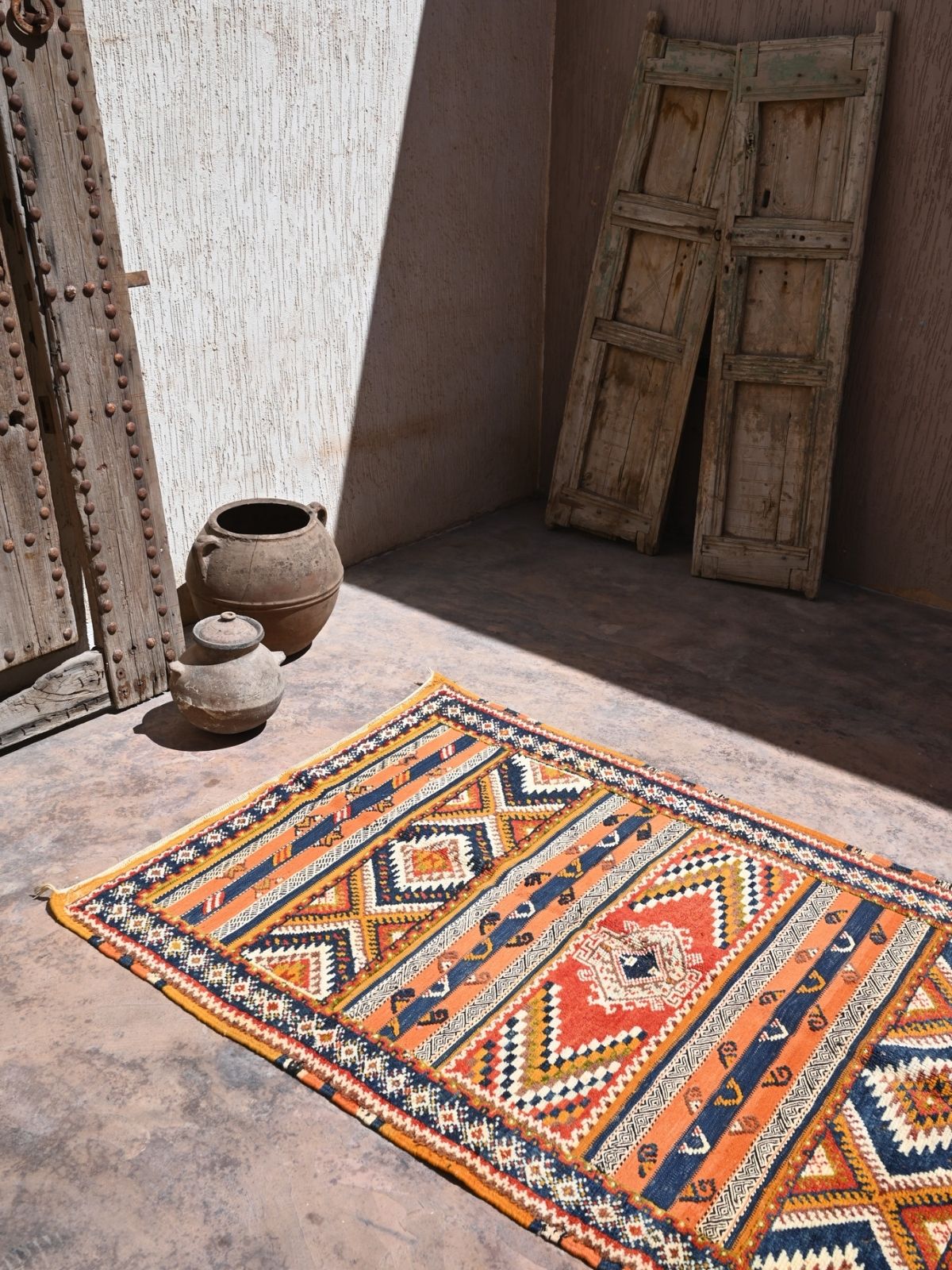 Taznakht Flat Weave Moroccan Rug - Orange 115x200cm
