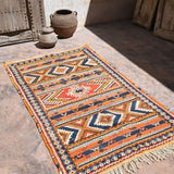 Taznakht Flat Weave Moroccan Rug - Orange 115x200cm