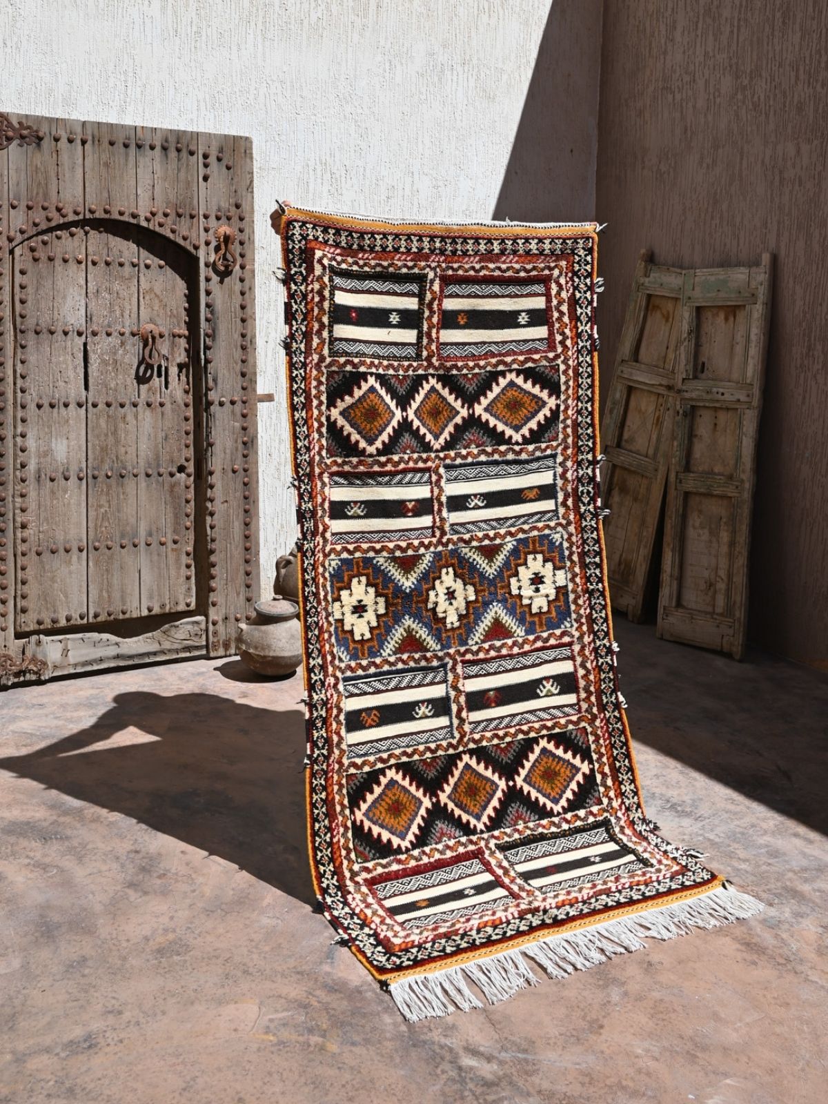 Taznakht Flat Weave Moroccan Rug - Terracotta 98x210cm
