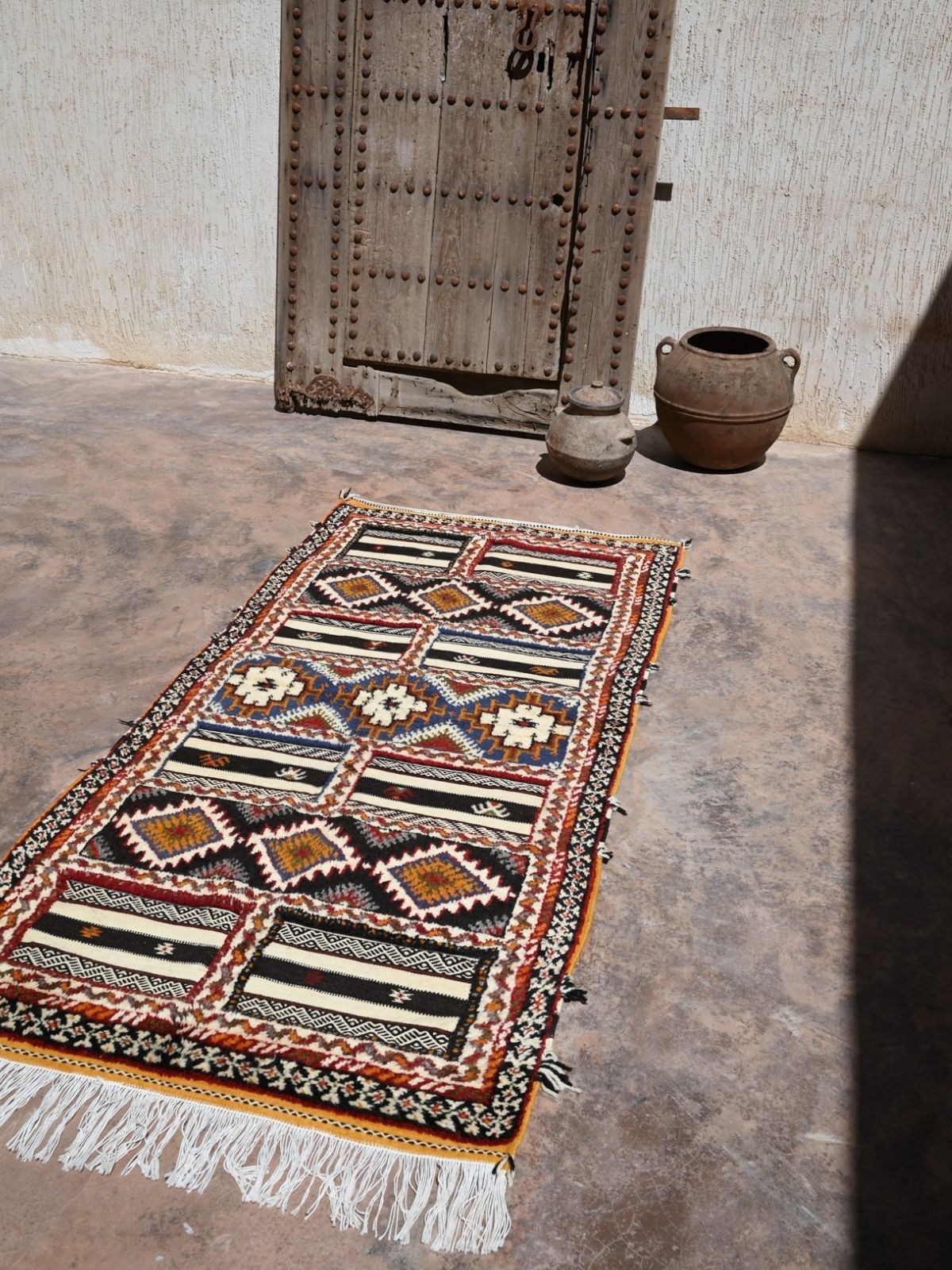 Taznakht Flat Weave Moroccan Rug - Terracotta 98x210cm