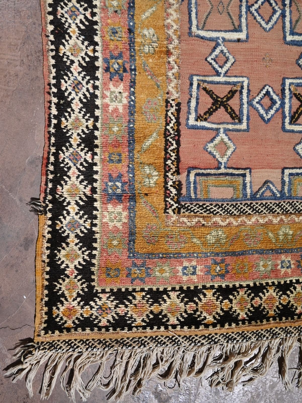 Taznakht Vintage Moroccan Rug - Soft Pink & Saffron 205x333cm