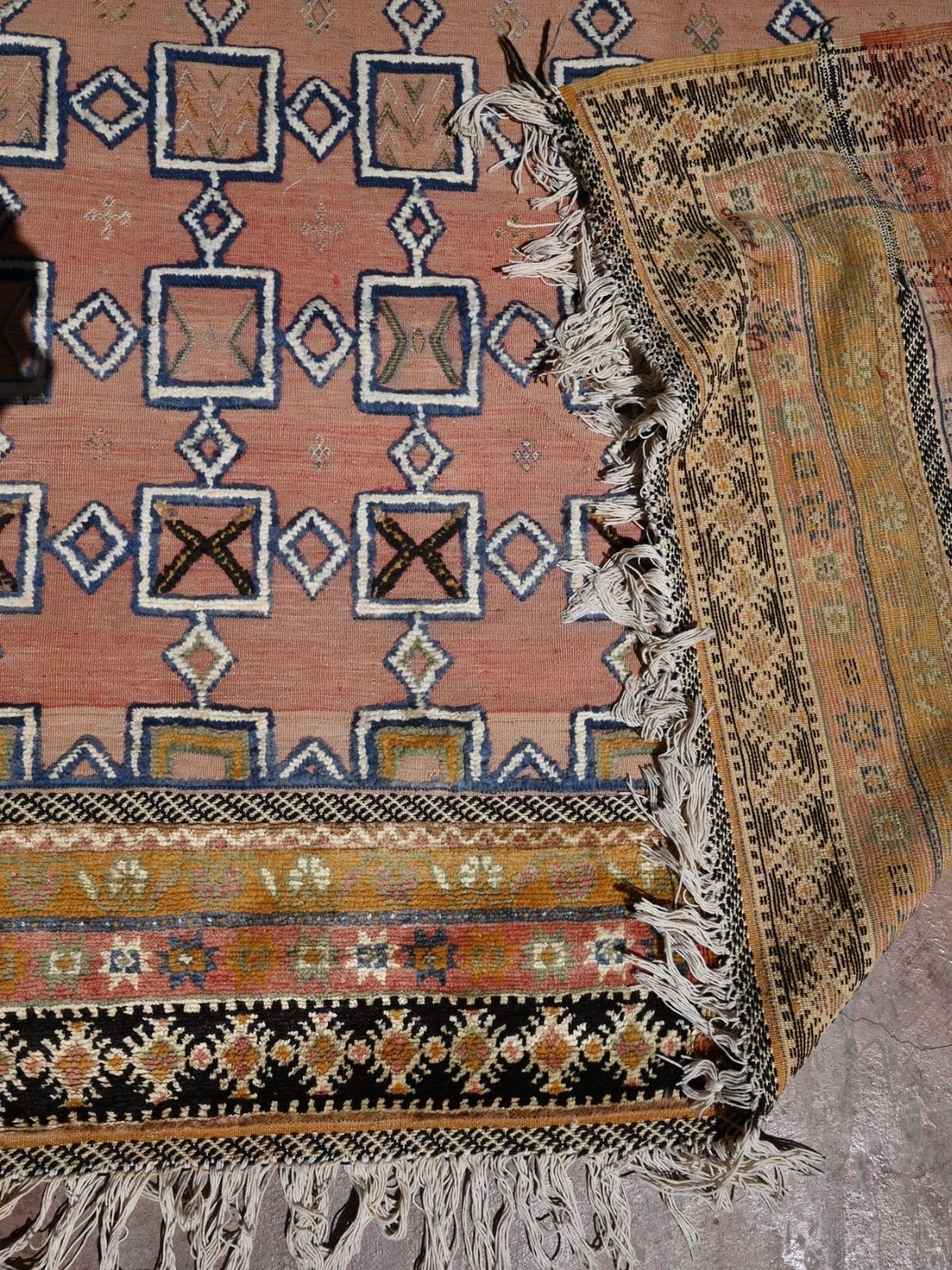 Taznakht Vintage Moroccan Rug - Soft Pink & Saffron 205x333cm
