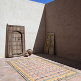 Taznakht Vintage Moroccan Rug - Soft Pink & Saffron 205x333cm