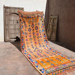 Taznakht Vintage Moroccan Runner Rug - Bright Orange 148x380cm
