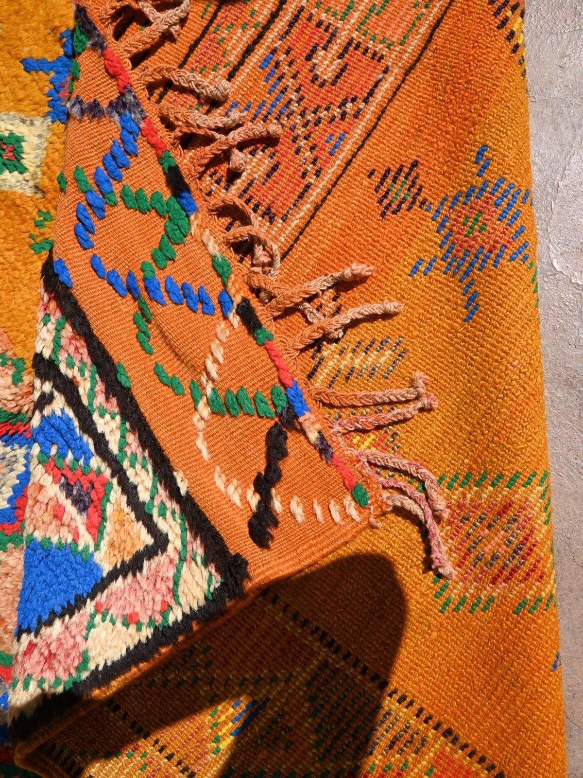 Taznakht Vintage Moroccan Runner Rug - Bright Orange 148x380cm