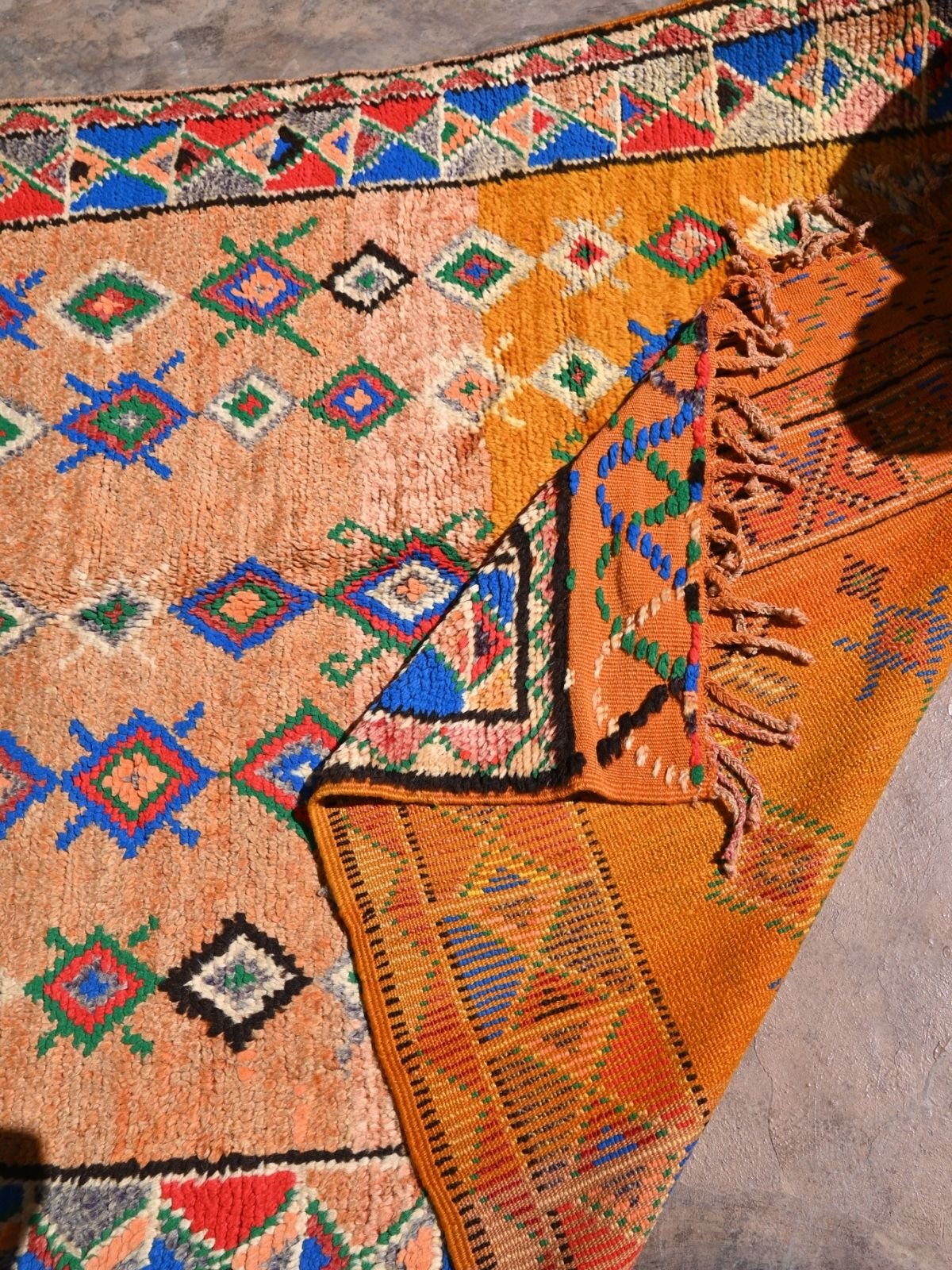 Taznakht Vintage Moroccan Runner Rug - Bright Orange 148x380cm
