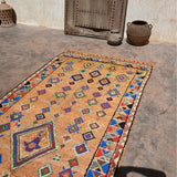 Taznakht Vintage Moroccan Runner Rug - Bright Orange 148x380cm