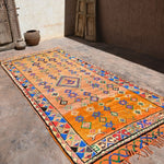 Taznakht Vintage Moroccan Runner Rug - Bright Orange 148x380cm