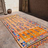 Taznakht Vintage Moroccan Runner Rug - Bright Orange 148x380cm