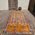 Taznakht Vintage Moroccan Runner Rug - Bright Orange 148x380cm