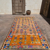 Taznakht Vintage Moroccan Runner Rug - Bright Orange 148x380cm