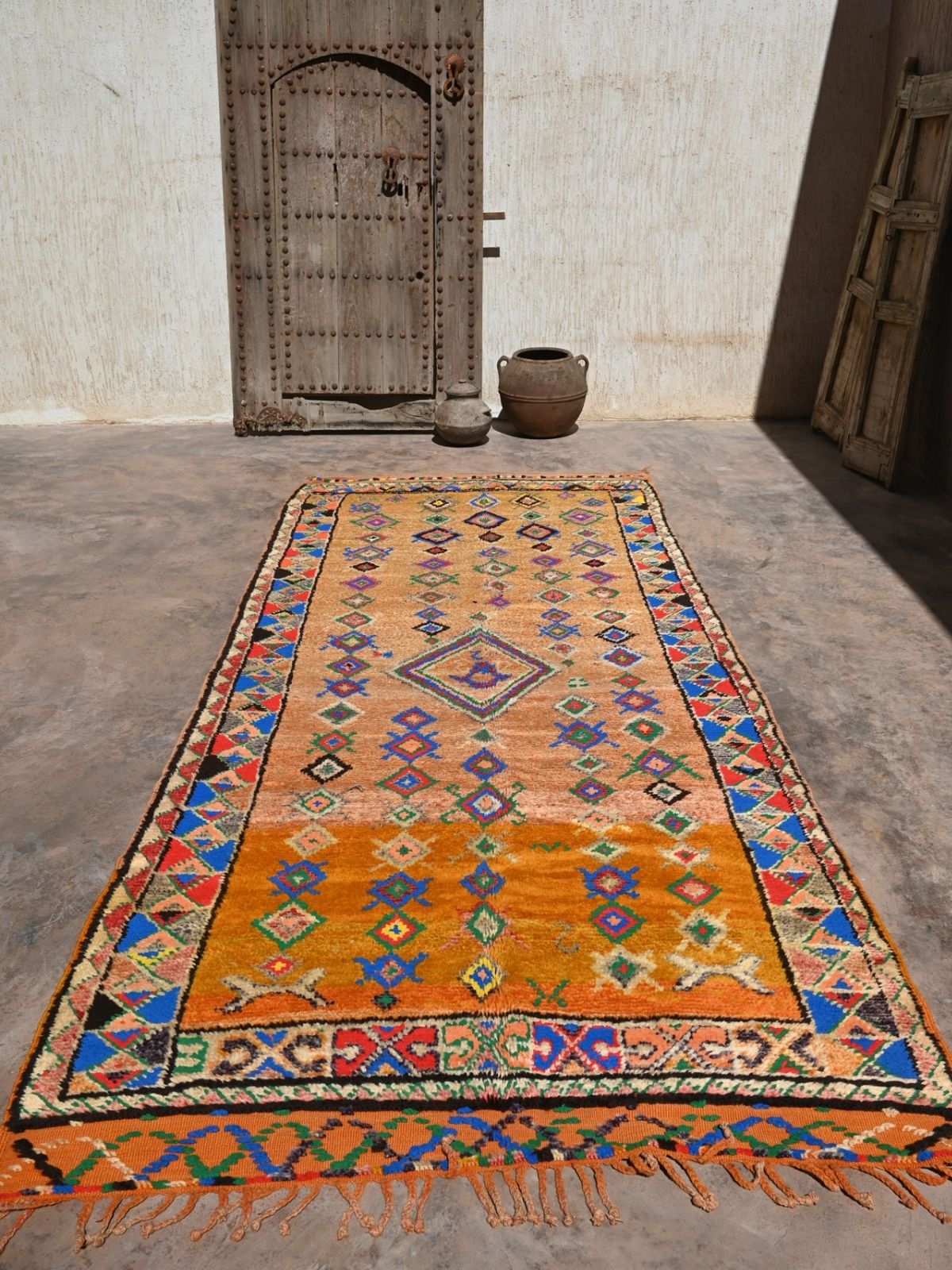 Taznakht Vintage Moroccan Runner Rug - Bright Orange 148x380cm