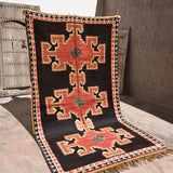 Taznakht Vintage Moroccan Rug - Red & Black 155x284cm