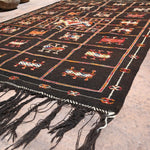 Taznakht Flat Weave Moroccan Rug - Black 122x172cm