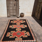 Taznakht Vintage Moroccan Rug - Red & Black 155x284cm
