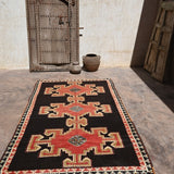 Taznakht Vintage Moroccan Rug - Red & Black 155x284cm