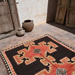 Taznakht Vintage Moroccan Rug - Red & Black 155x284cm