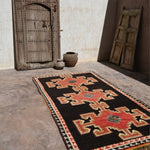 Taznakht Vintage Moroccan Rug - Red & Black 155x284cm
