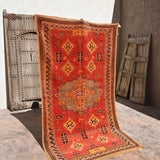 Mid-Century Taznakht Vintage Rug - Red 134x245