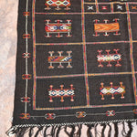 Taznakht Flat Weave Moroccan Rug - Black 122x172cm
