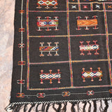 Taznakht Flat Weave Moroccan Rug - Black 122x172cm
