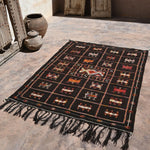 Taznakht Flat Weave Moroccan Rug - Black 122x172cm