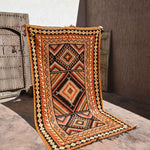 Vintage Taznakht Flat Weave Rug - Black & Orange 145x250cm
