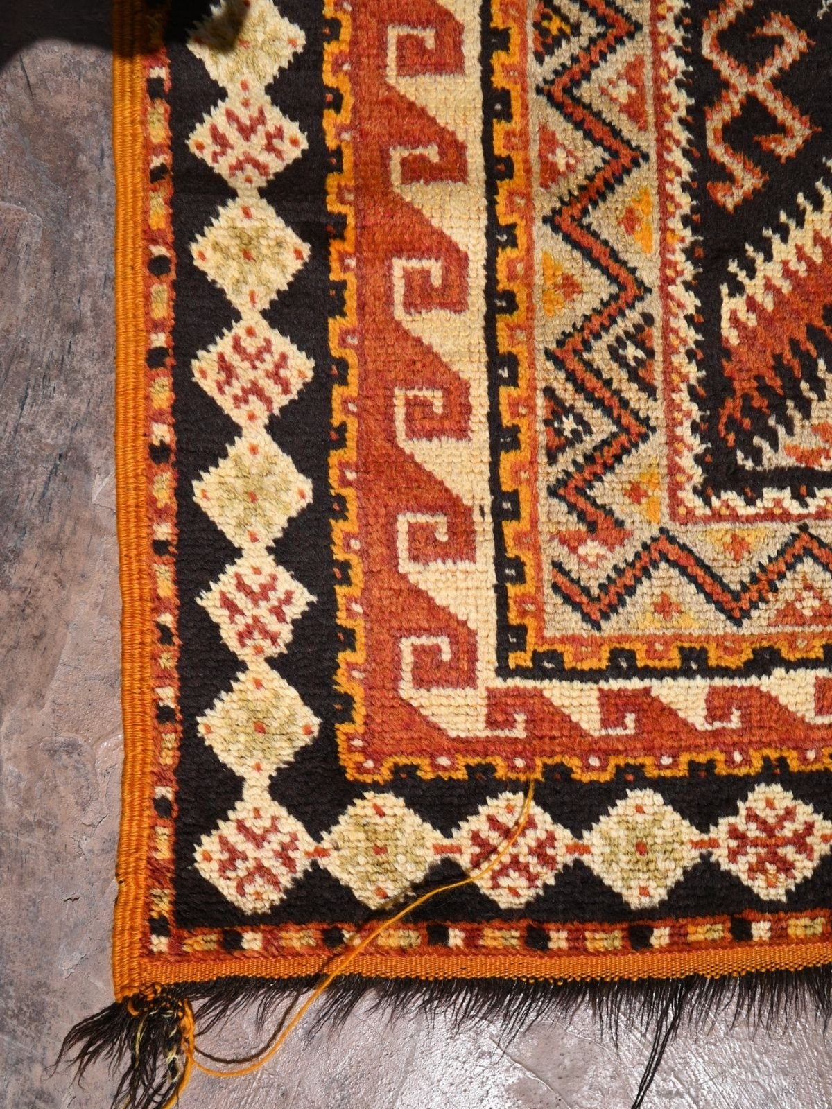 Vintage Taznakht Flat Weave Rug - Black & Orange 145x250cm