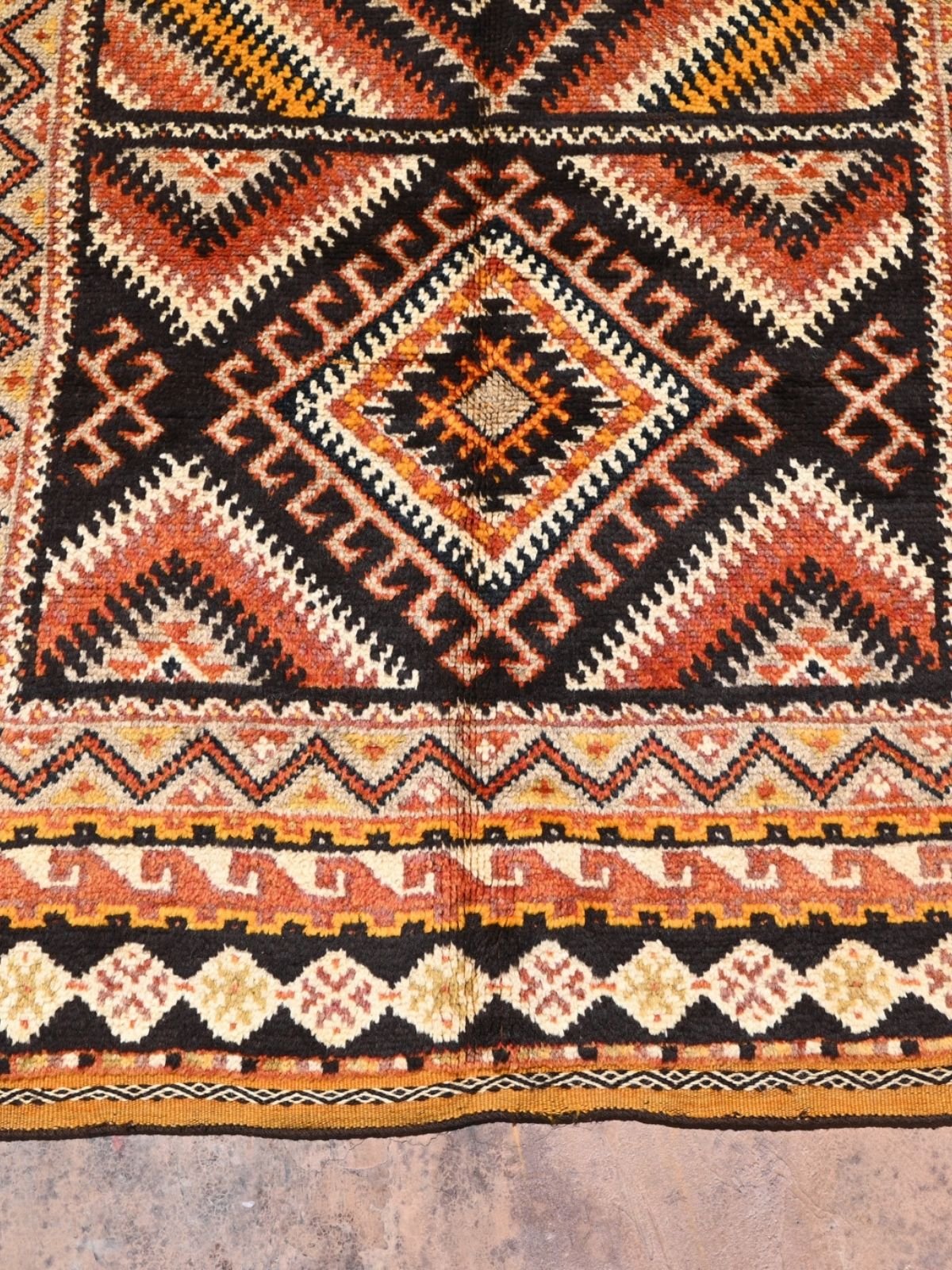 Vintage Taznakht Flat Weave Rug - Black & Orange 145x250cm