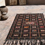 Taznakht Flat Weave Moroccan Rug - Black 122x172cm