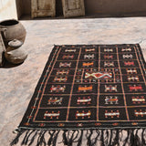 Taznakht Flat Weave Moroccan Rug - Black 122x172cm