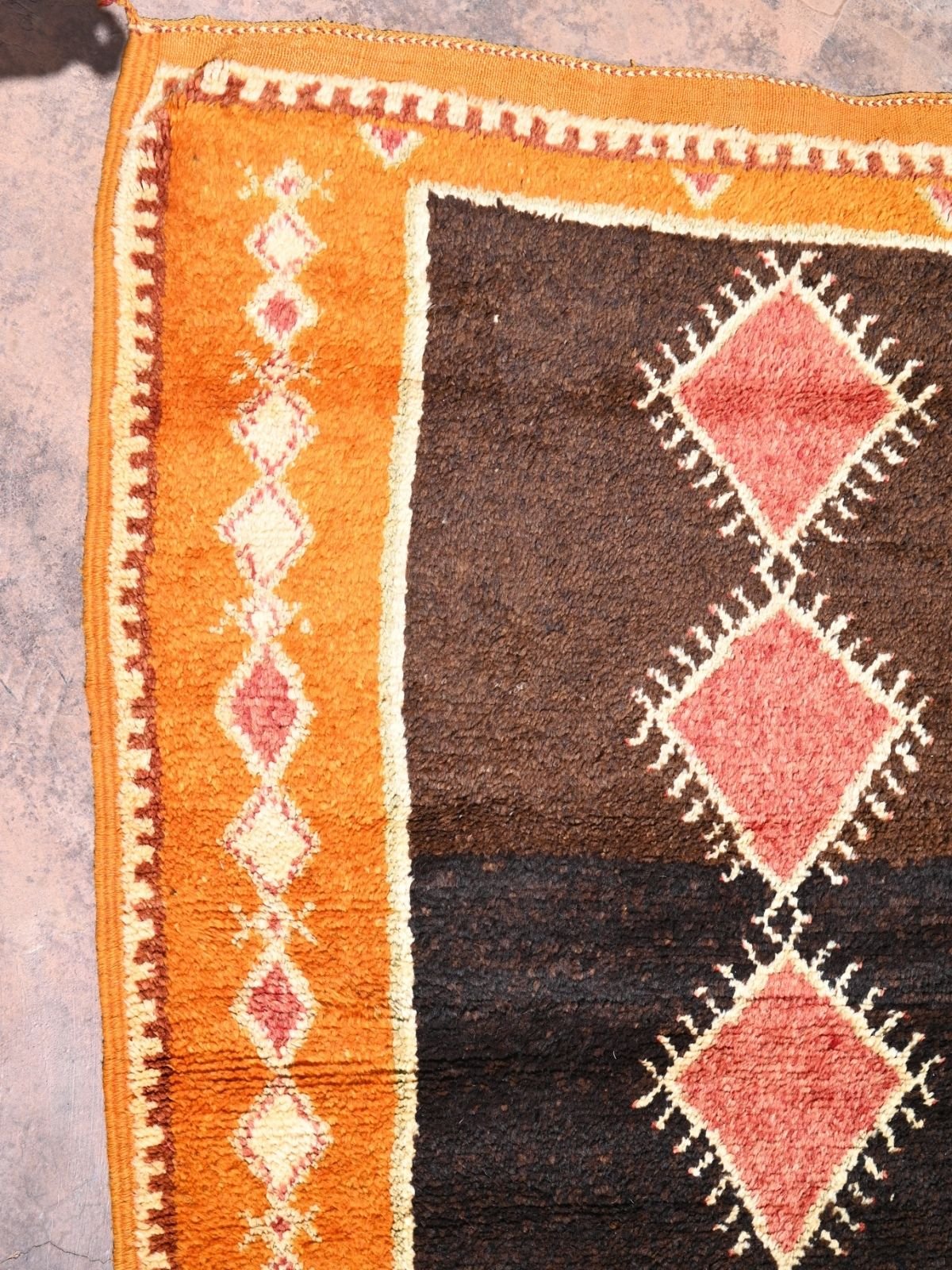 Taznakht Vintage Moroccan Runner Rug - Black & Orange 176x420cm