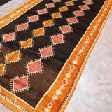 Taznakht Vintage Moroccan Runner Rug - Black & Orange 176x420cm