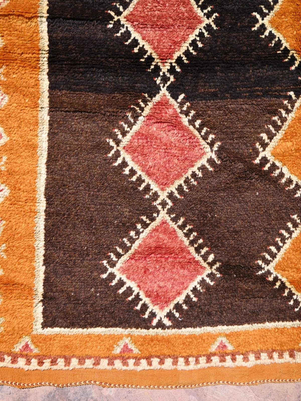 Taznakht Vintage Moroccan Runner Rug - Black & Orange 176x420cm