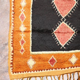 Taznakht Vintage Moroccan Runner Rug - Black & Orange 176x420cm