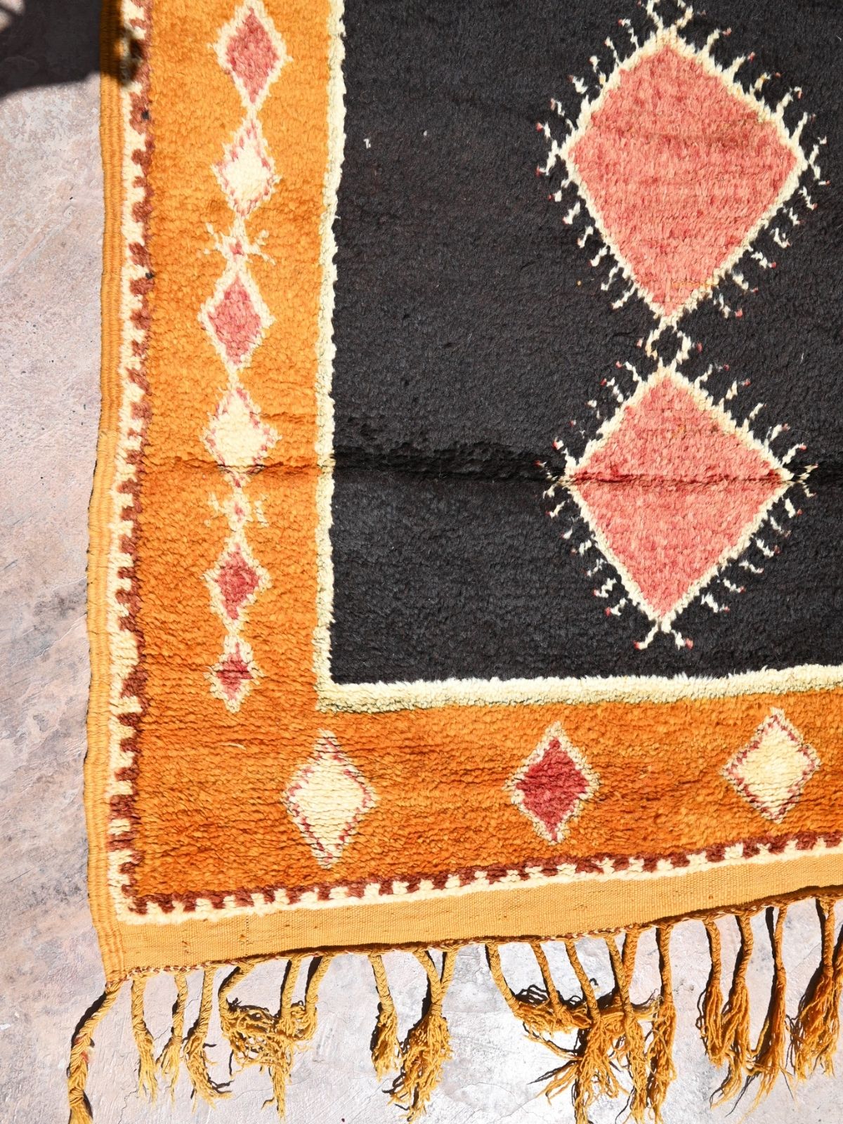 Taznakht Vintage Moroccan Runner Rug - Black & Orange 176x420cm
