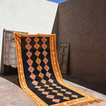 Taznakht Vintage Moroccan Runner Rug - Black & Orange 176x420cm