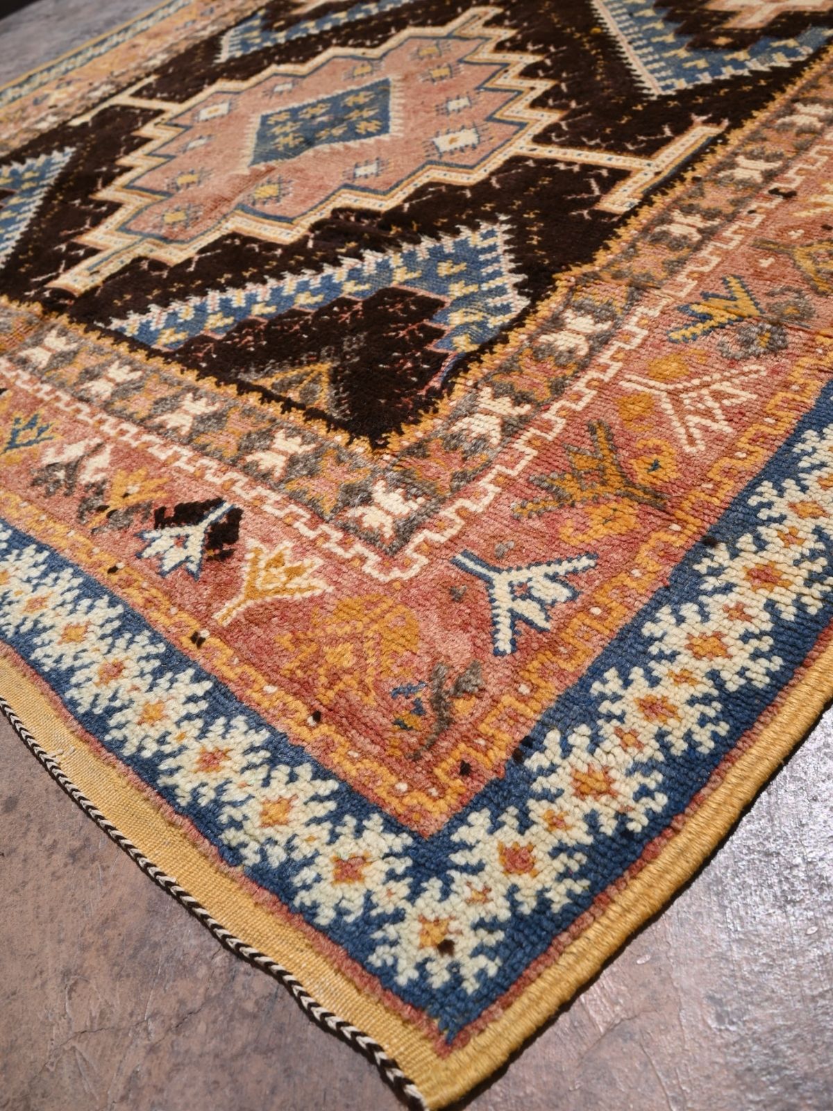 Taznakht Vintage Moroccan Rug - Henna Pink & Blue 160x255cm